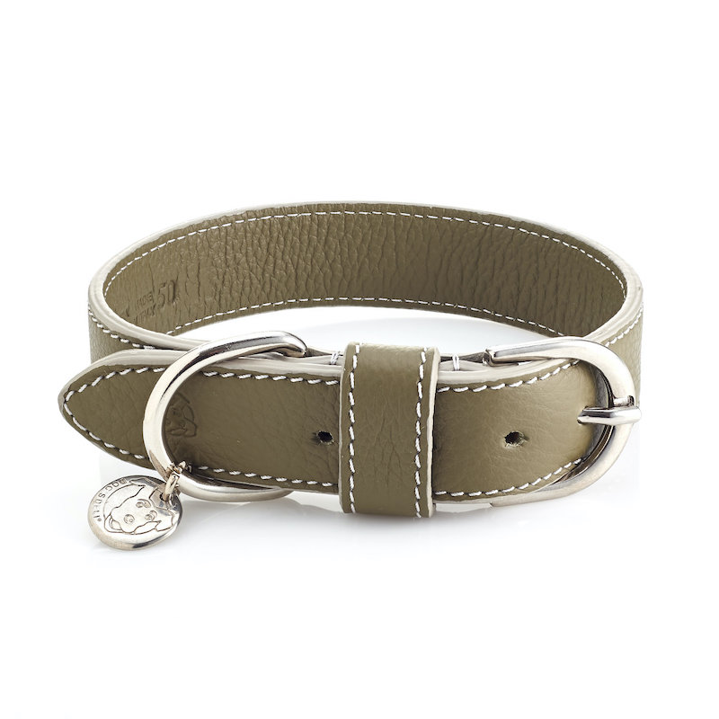 Dogs Deli Leder Halsband OLIV Größe M