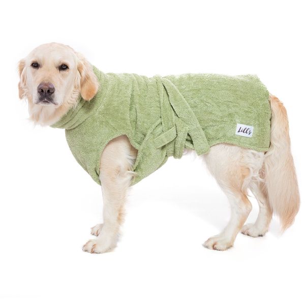 Lill's Hundebademantel aus Bio-Baumwolle GREEN LEAF