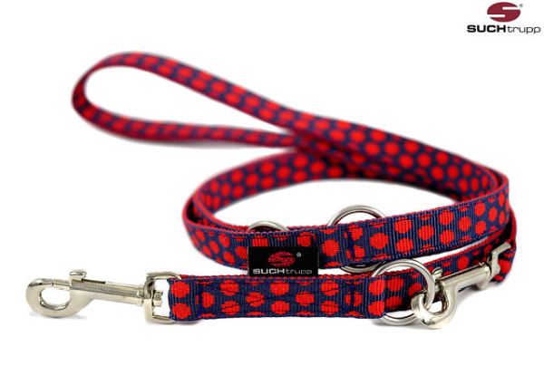 SUCHtrupp - Langleine  DOTS DARKBLUE-RED Länge 2m Breite 2cm