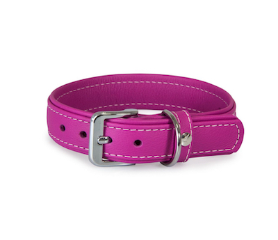 Das Lederband Hundehalsband Barcelona Rose-Violet Breite 25mm Länge 45cm