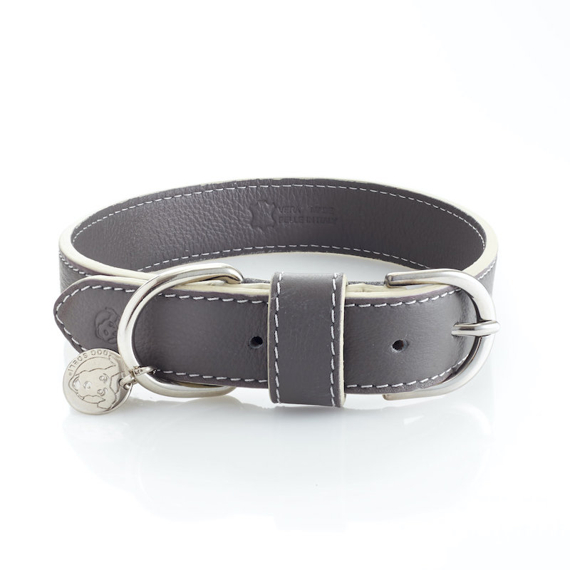 Dogs Deli Leder Halsband GRAU