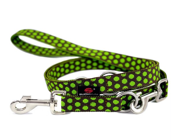 SUCHtrupp - Langleine DOTS BROWN-LIMEGREEN SILVER Länge 2m